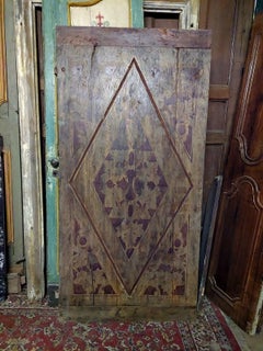Antique Door, Lacquered Baroque Motif and Carved Lozenge, 19th Century Italy