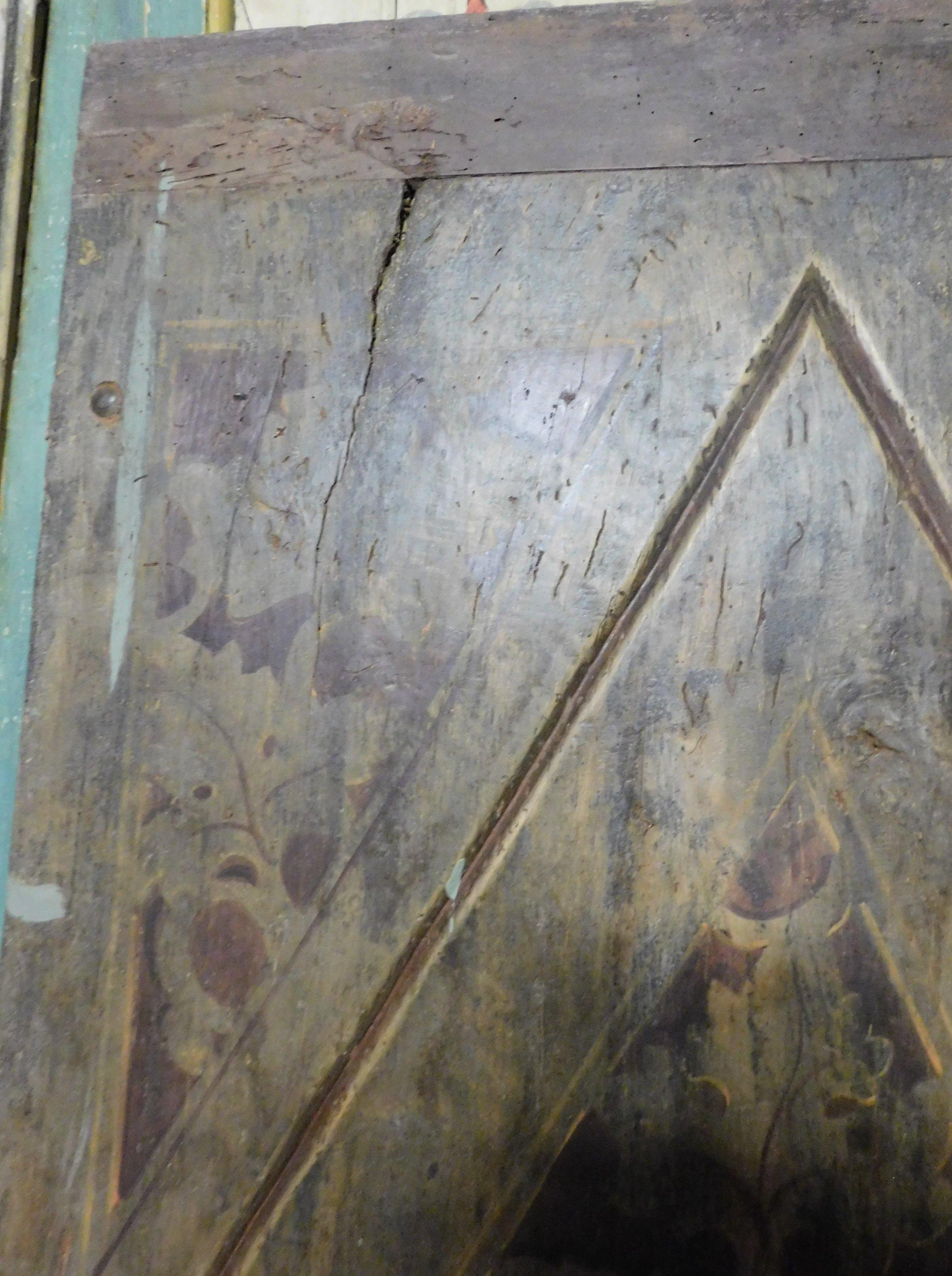 Antike Tür, lackiertes Barockmotiv und geschnitztes Rautenmotiv, Italien, 19. Jahrhundert im Zustand „Gut“ im Angebot in Cuneo, Italy (CN)