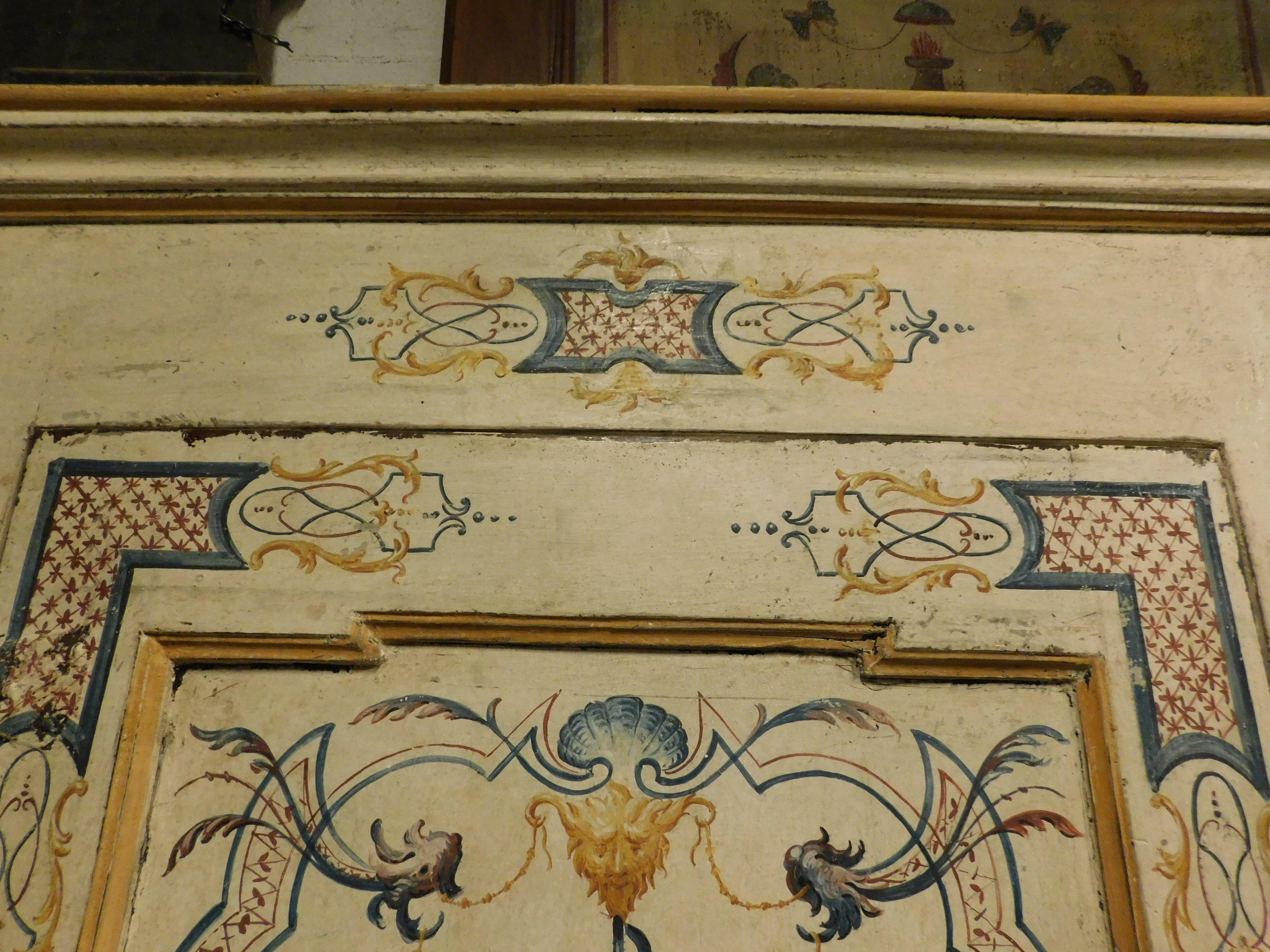 Antike Tür, bemalt und mit Rahmen, Italien, 18. Jahrhundert im Angebot 1
