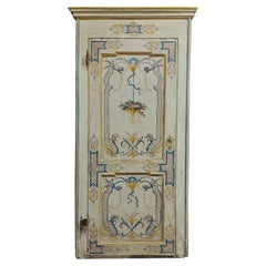 Antique Door Painted and Complete with Frame, 18th Century, Italy