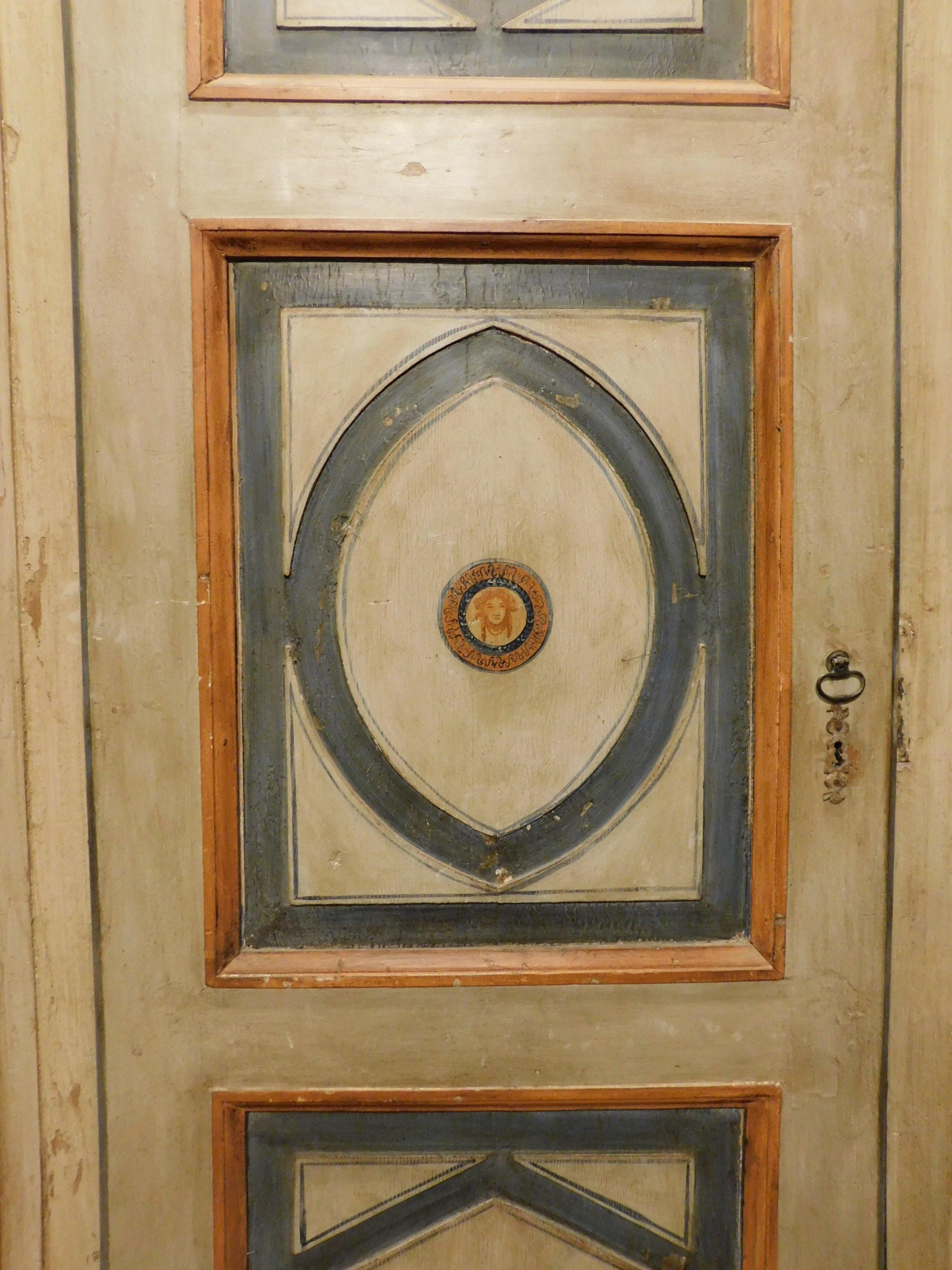 Antike Tür mit Rahmen, bemalt in verschiedenen Farben und Venus, Italien, 1700 im Zustand „Gut“ im Angebot in Cuneo, Italy (CN)