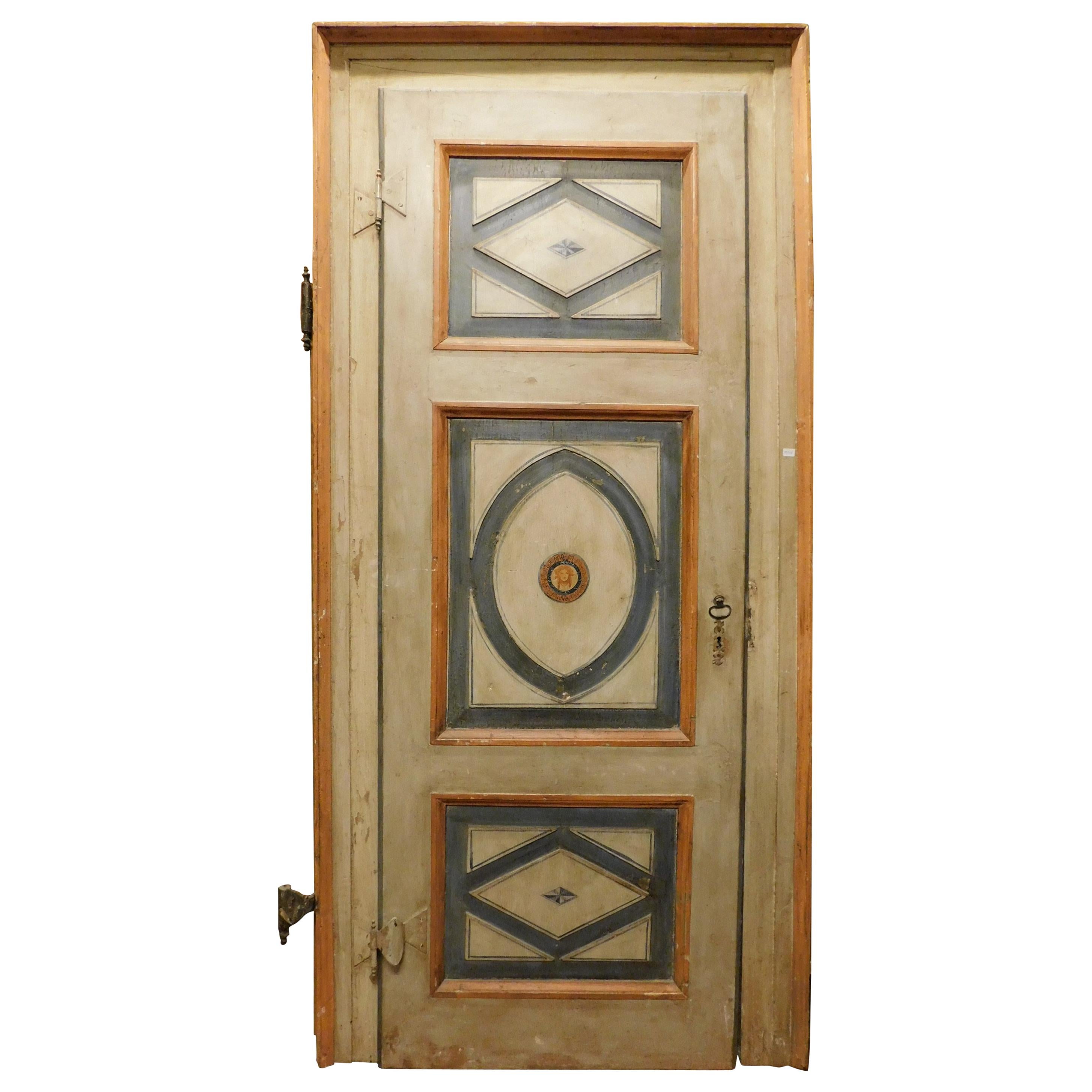 Antike Tür mit Rahmen, bemalt in verschiedenen Farben und Venus, Italien, 1700 im Angebot