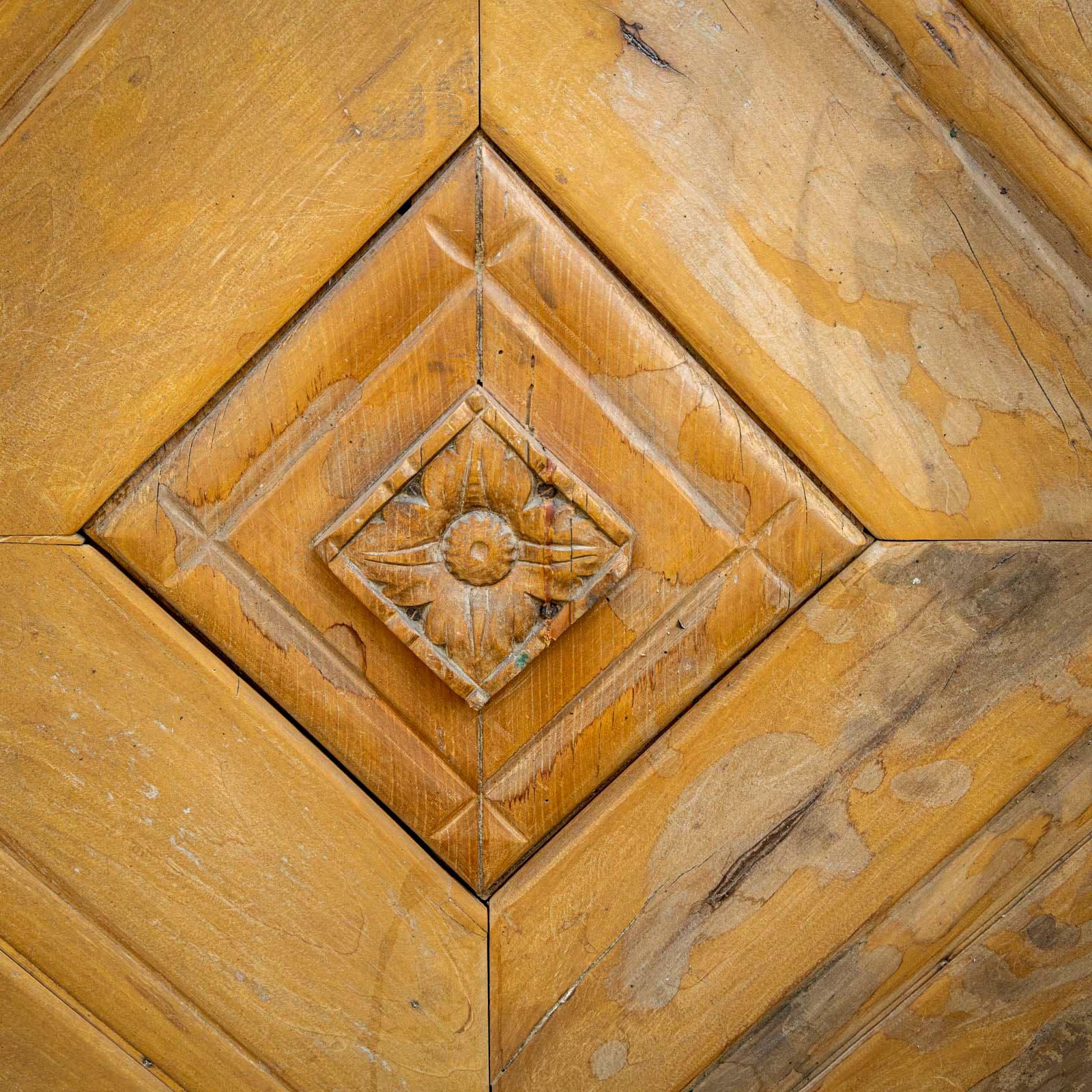 German Antique Door with Chevron Design For Sale