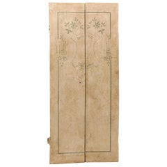 Antique Door with Double White and Green Lacquered Door with Writing Welcome