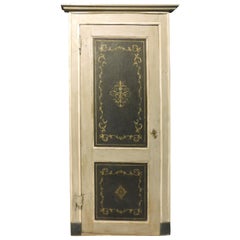 Antique Door, with Painted Frame and Panels, Black and Gray, 
700 Italy
