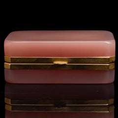 Antique Doré Bronze Mounted Murano Peach-Pink and Lavender Jewelry Box