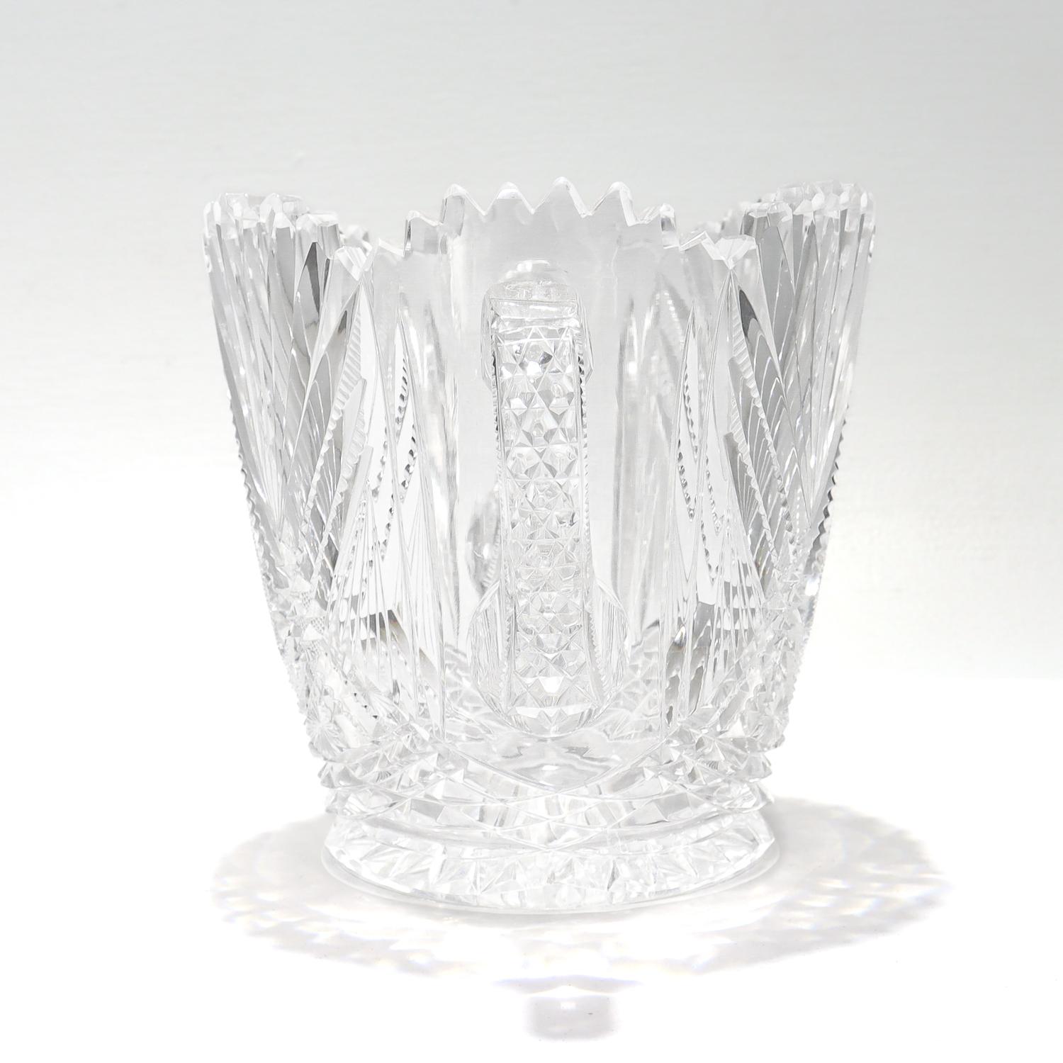 Antique seau à glace en verre taillé Dorflinger Brilliant Period Parisian Pattern Bon état - En vente à Philadelphia, PA