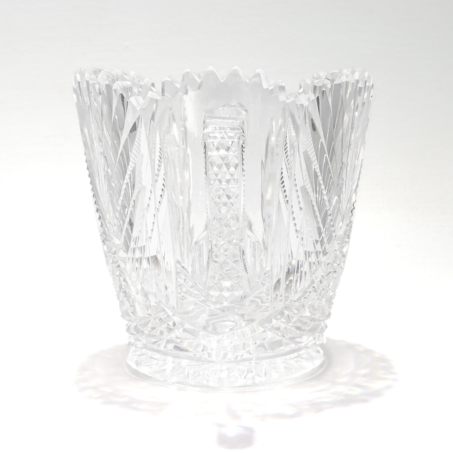 Verre Antique seau à glace en verre taillé Dorflinger Brilliant Period Parisian Pattern en vente