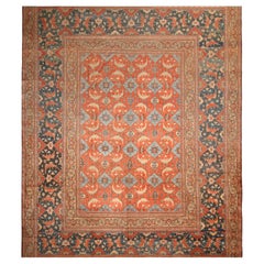 Antique Doroksh Beige, Orange Wool Persian Rug with Fish Pattern by Rug & Kilim