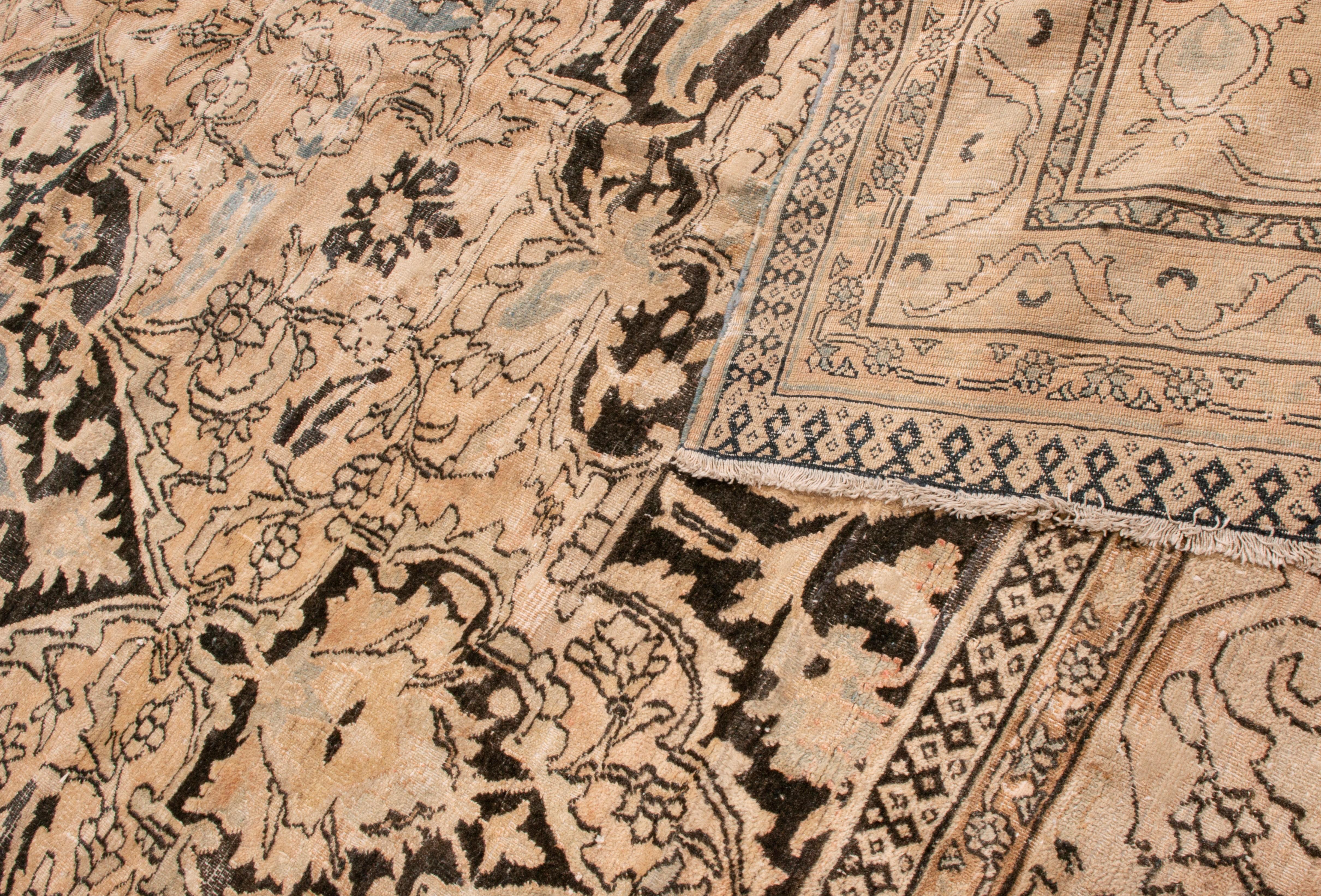 Antique Doroksh Khorassan Medallion-Style Wool Floral Rug by Rug & Kilim In Fair Condition In Long Island City, NY