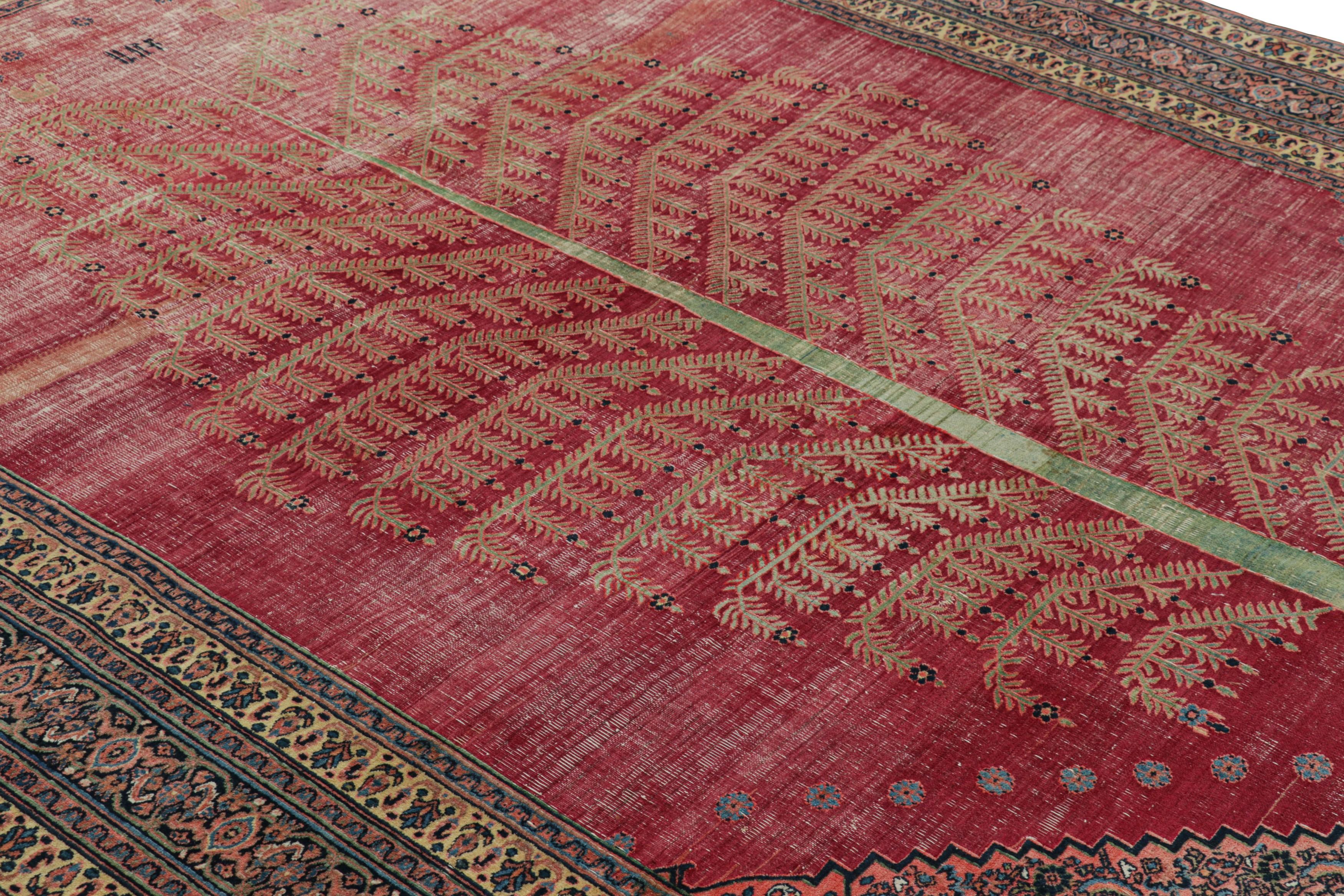 Made with hand-knotted wool circa 1890-1900, this 8x11 antique Persian rug is an extremely rare and exciting new addition of the Doroksh provenance to Rug & Kilim’s curations of this celebrated weaving tradition. 

On the Design: 

This antique