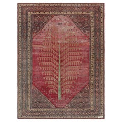 Antique Doroksh Persian Rug, Red and Pink Tree of Life Pattern - Rug & Kilim