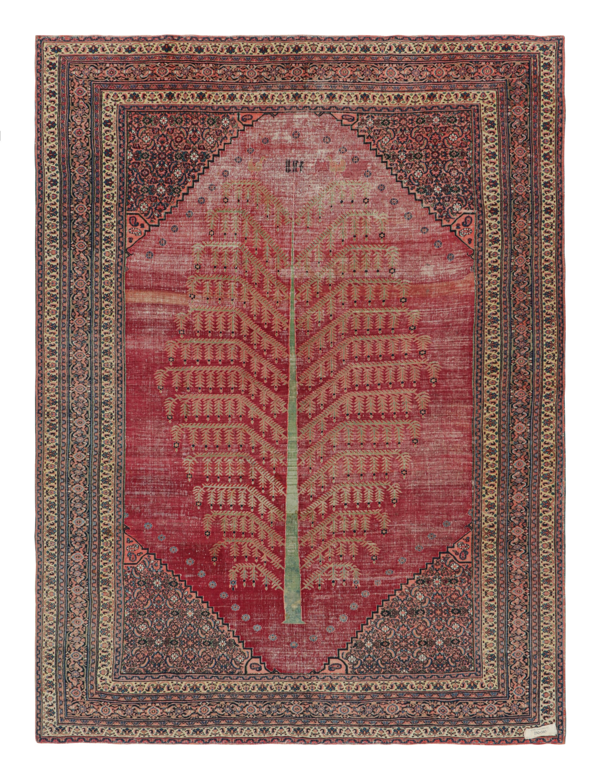 Antique Doroksh Persian Rug, Red and Pink Tree of Life Pattern - Rug & Kilim For Sale