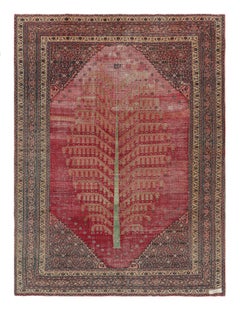 Antique Doroksh Persian Rug, Red and Pink Tree of Life Pattern - Rug & Kilim