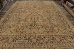 Antique Doroksh Persian Rug with Beige-Brown Floral Patterns, from Rug & Kilim