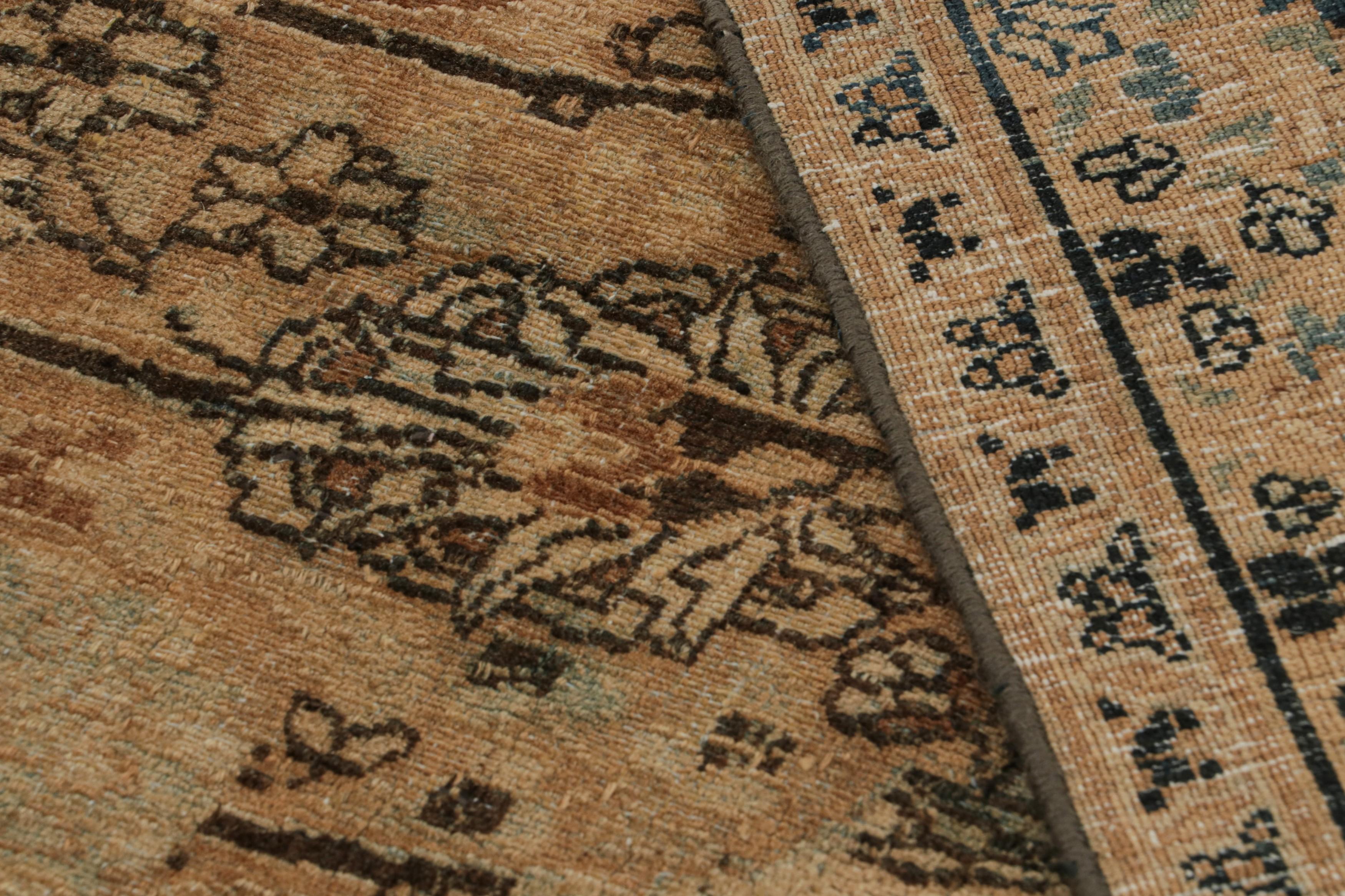 Wool Antique Doroksh Persian Rug with Beige-Brown Floral Patterns, from Rug & Kilim For Sale