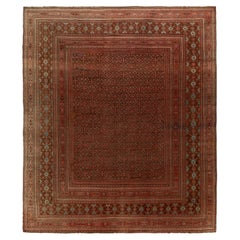 Tapis Doroksh ancien à motif floral Herati rouge, marron et bleu par Tapis Kilim