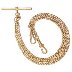Vintage Double Albert Watch Chain in Yellow Gold