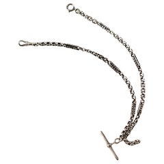 Antique Double Albert Watch Silver Chain