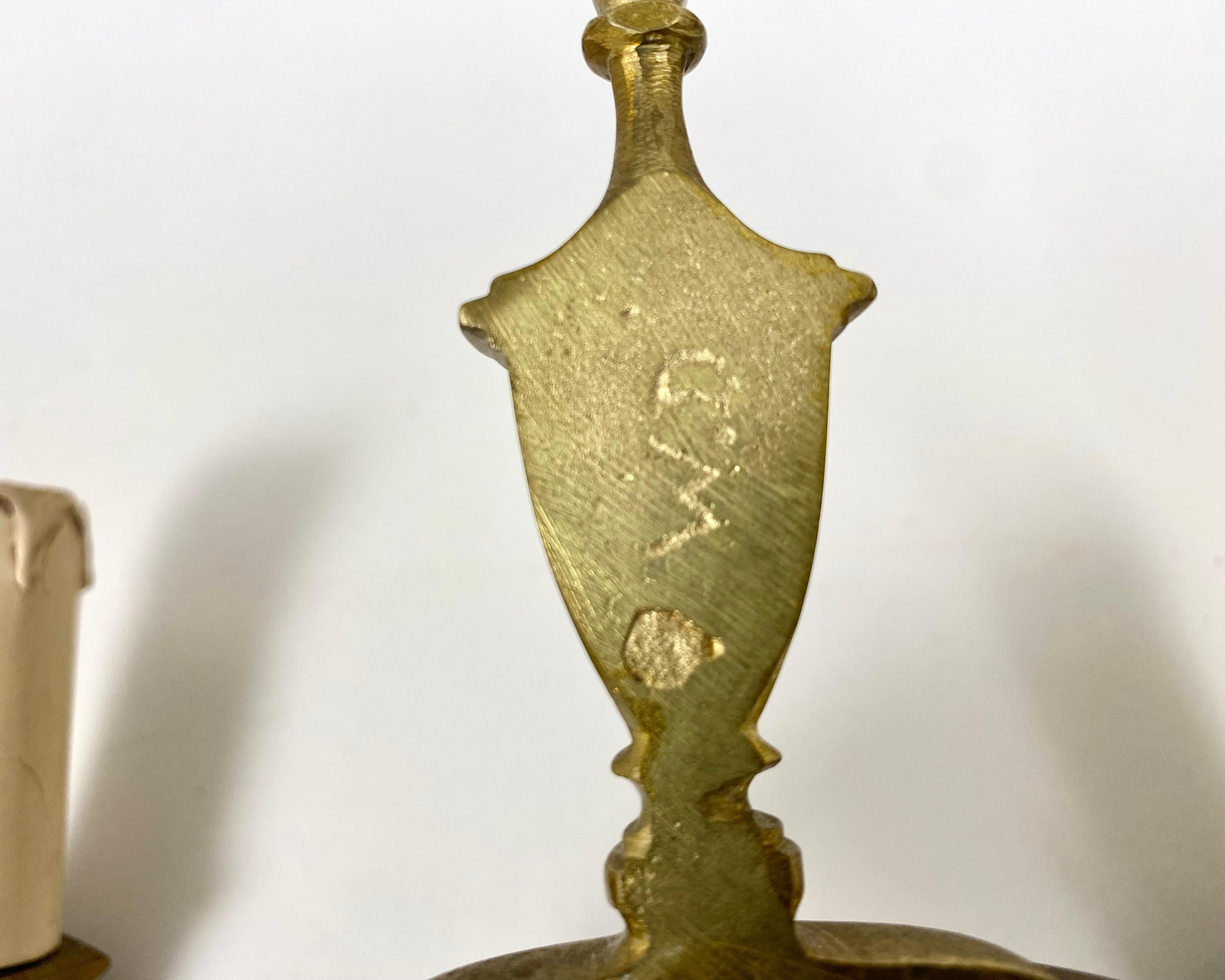 Apliques antiguos de doble brazo en bronce, set 2, Francia en Excelente estado para la venta en Bastogne, BE
