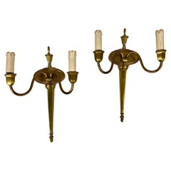 Antique Double Arm Wall Light Sconces in Bronze, Set 2, France