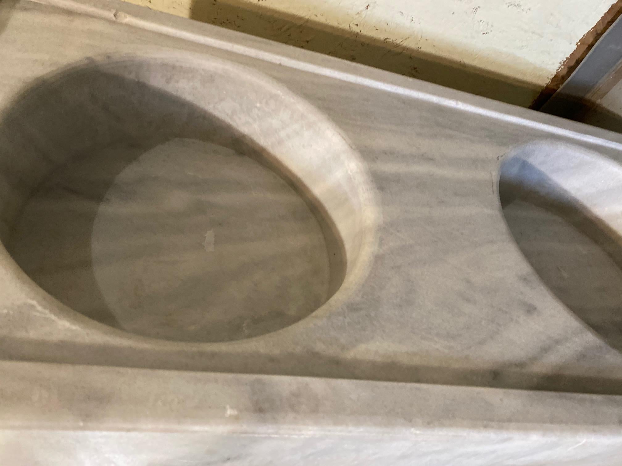 19th Century Antique Double Basin Marble Sink, circa 1800s