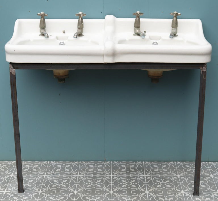 Antique Double Basin with Stand For Sale at 1stDibs | vintage double sink, antique  double sink