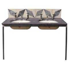 Lavabo doble antiguo con soporte