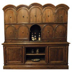 Antique Double-Body Cabinets Furniture in Walnut, Doors and Shelves, 1700, Italy