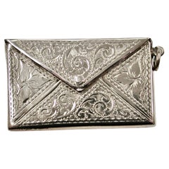Antiguo estuche para sellos con forma de carta de doble compartimento 1908 Adie & Lovekin B'ham