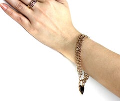 Antikes Double Curb-Armband, Herz- Padlock, 18 Karat Gold, Britisch gestempelt 1917