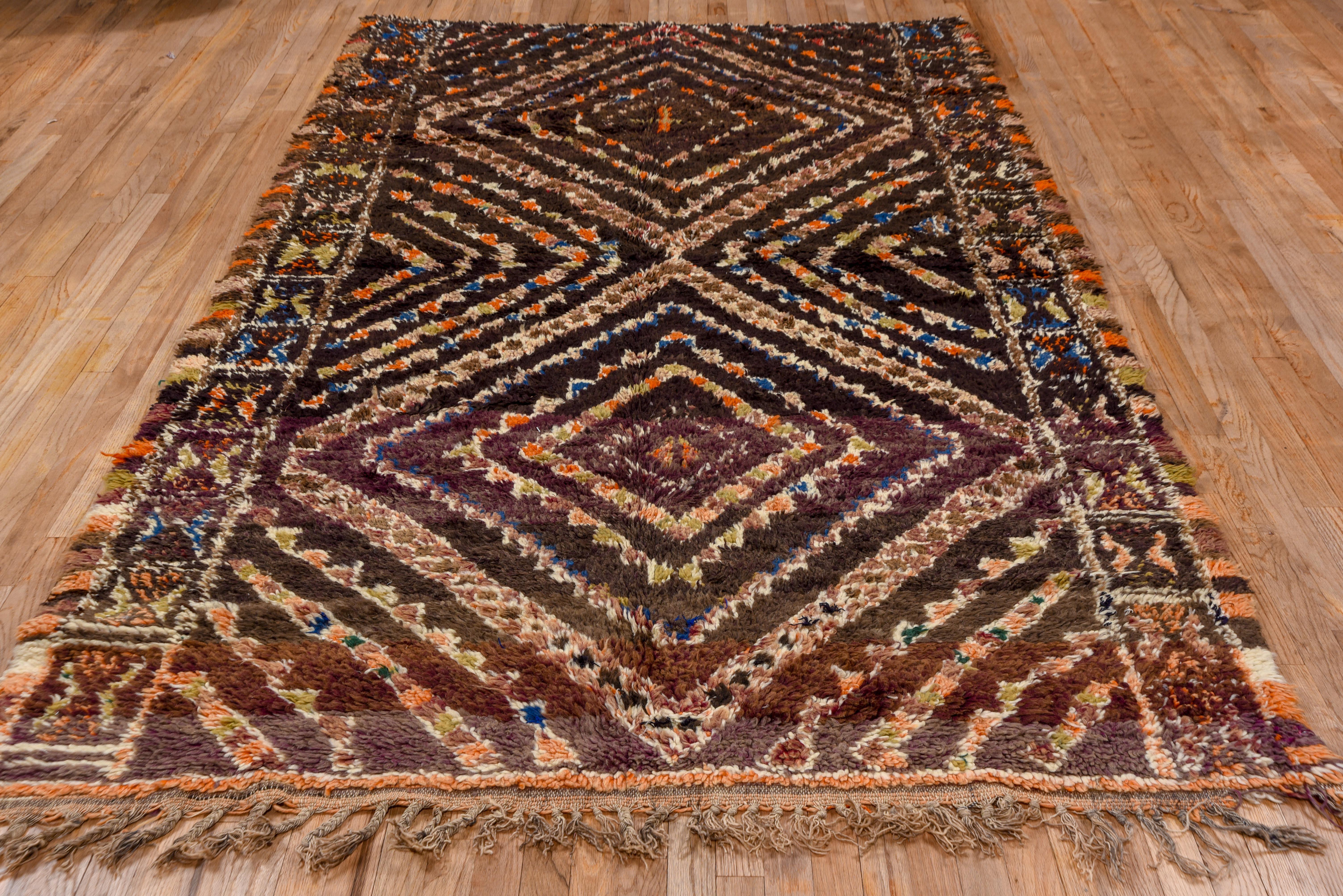 Wool Antique Double Diamond Moroccan Loose Knot Weave  For Sale