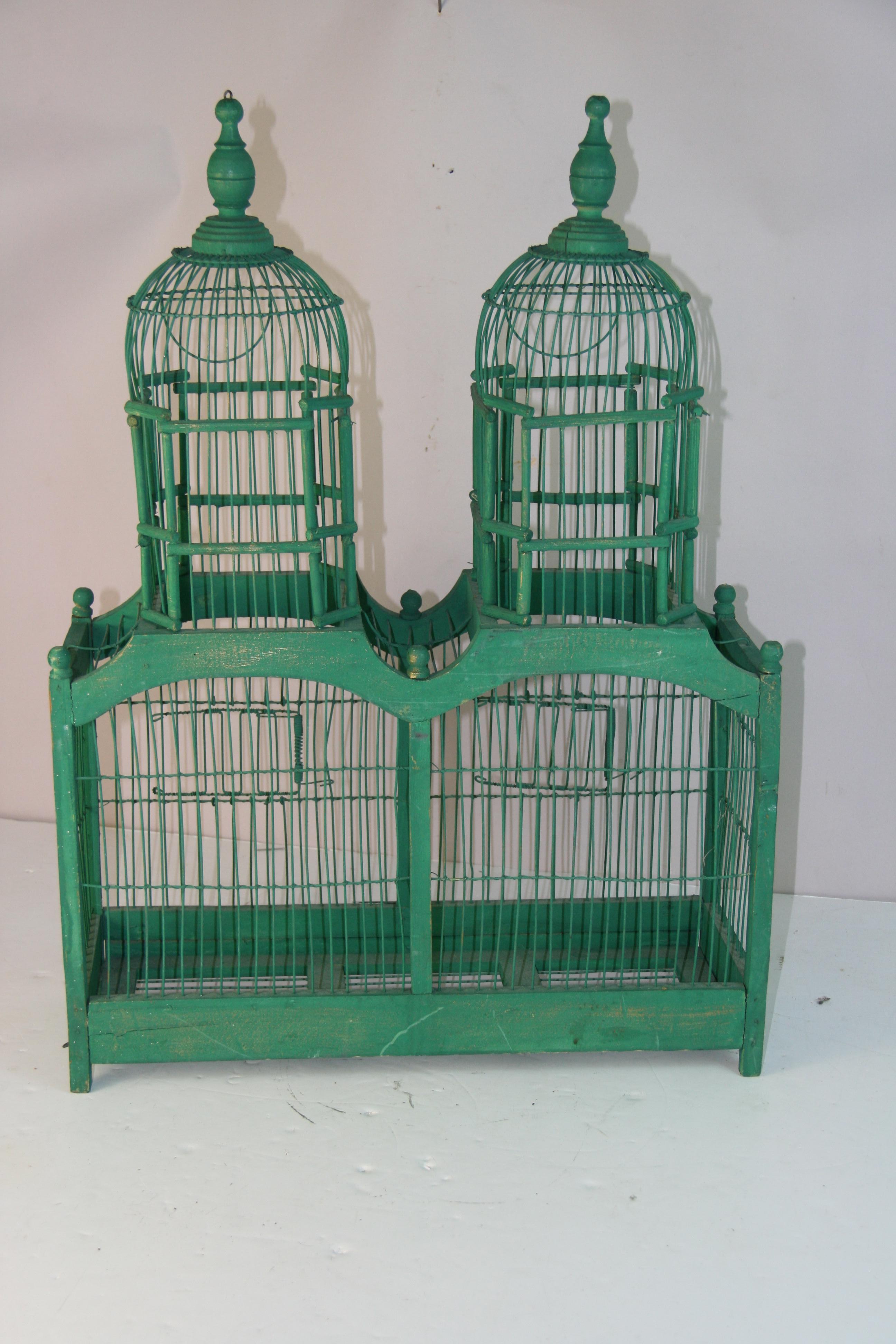 Fait main Cage à oiseaux antique à double dôme en vente
