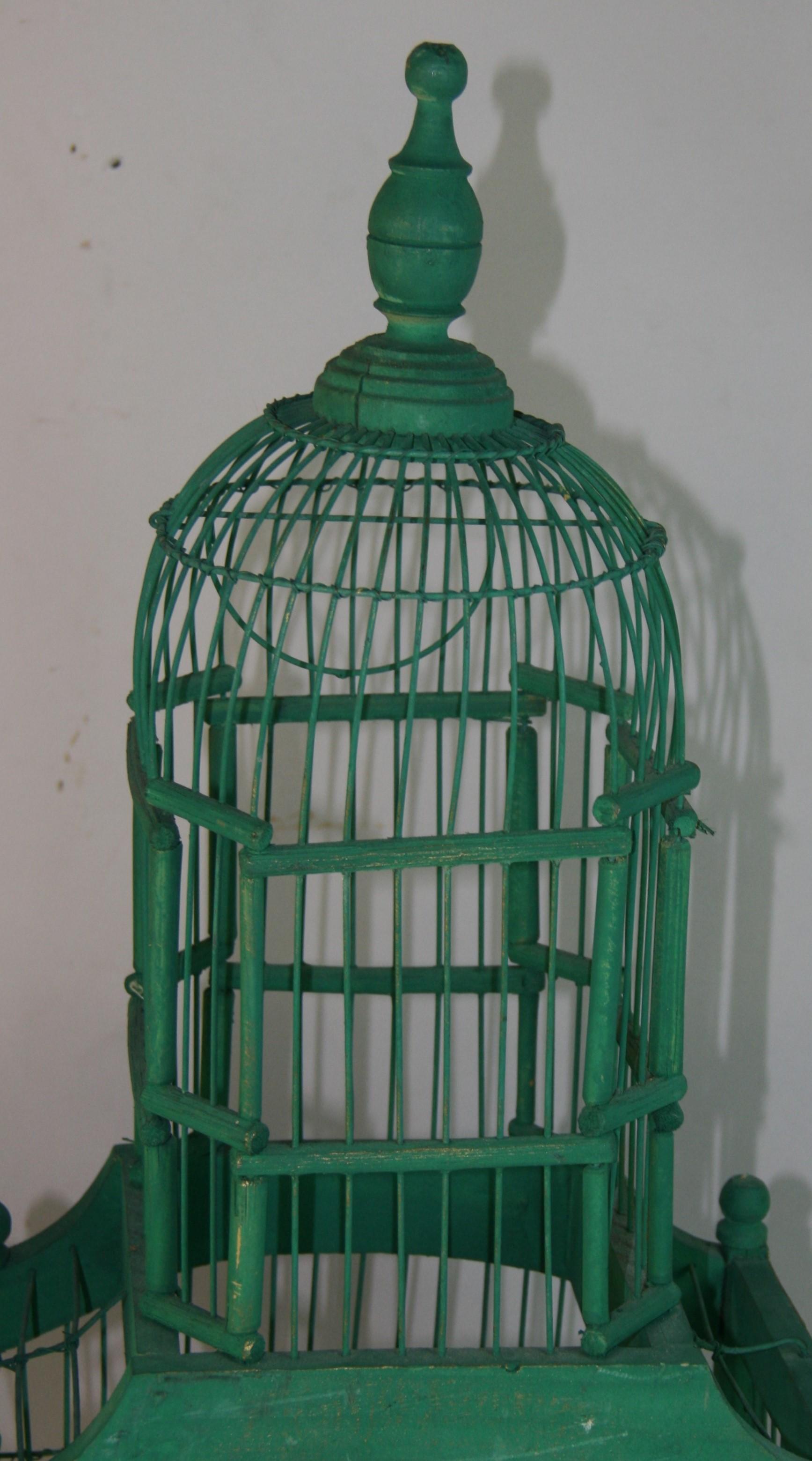 Cage à oiseaux antique à double dôme Bon état - En vente à Douglas Manor, NY