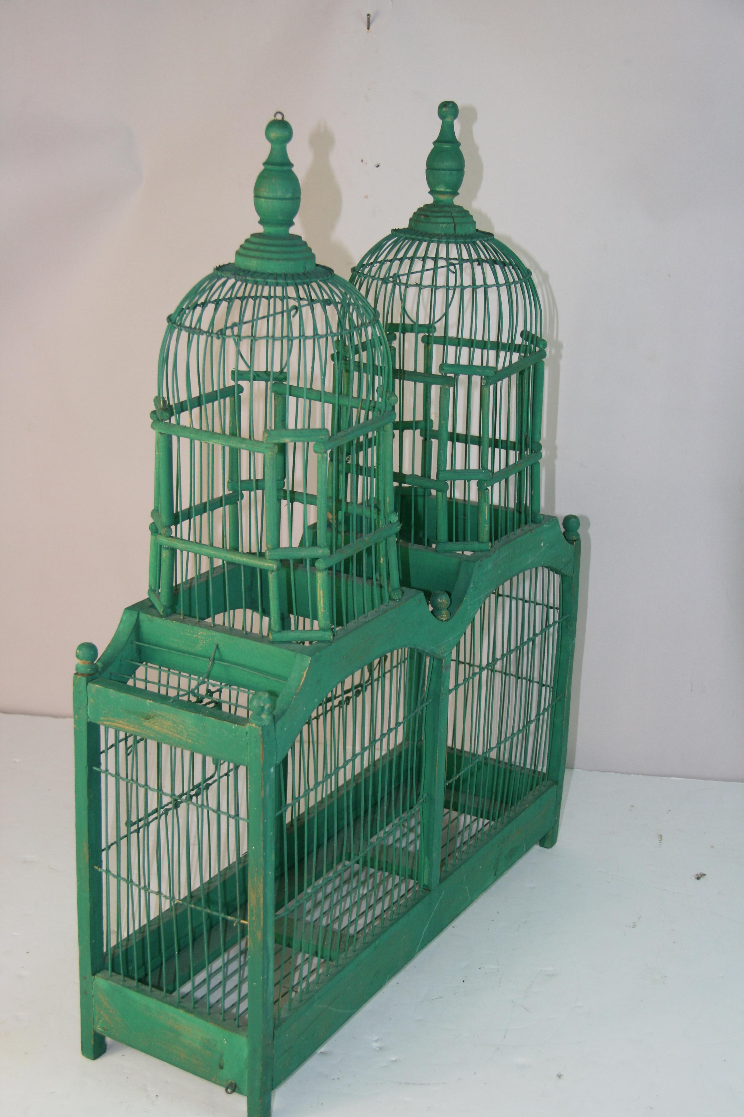 Cage à oiseaux antique à double dôme en vente 2