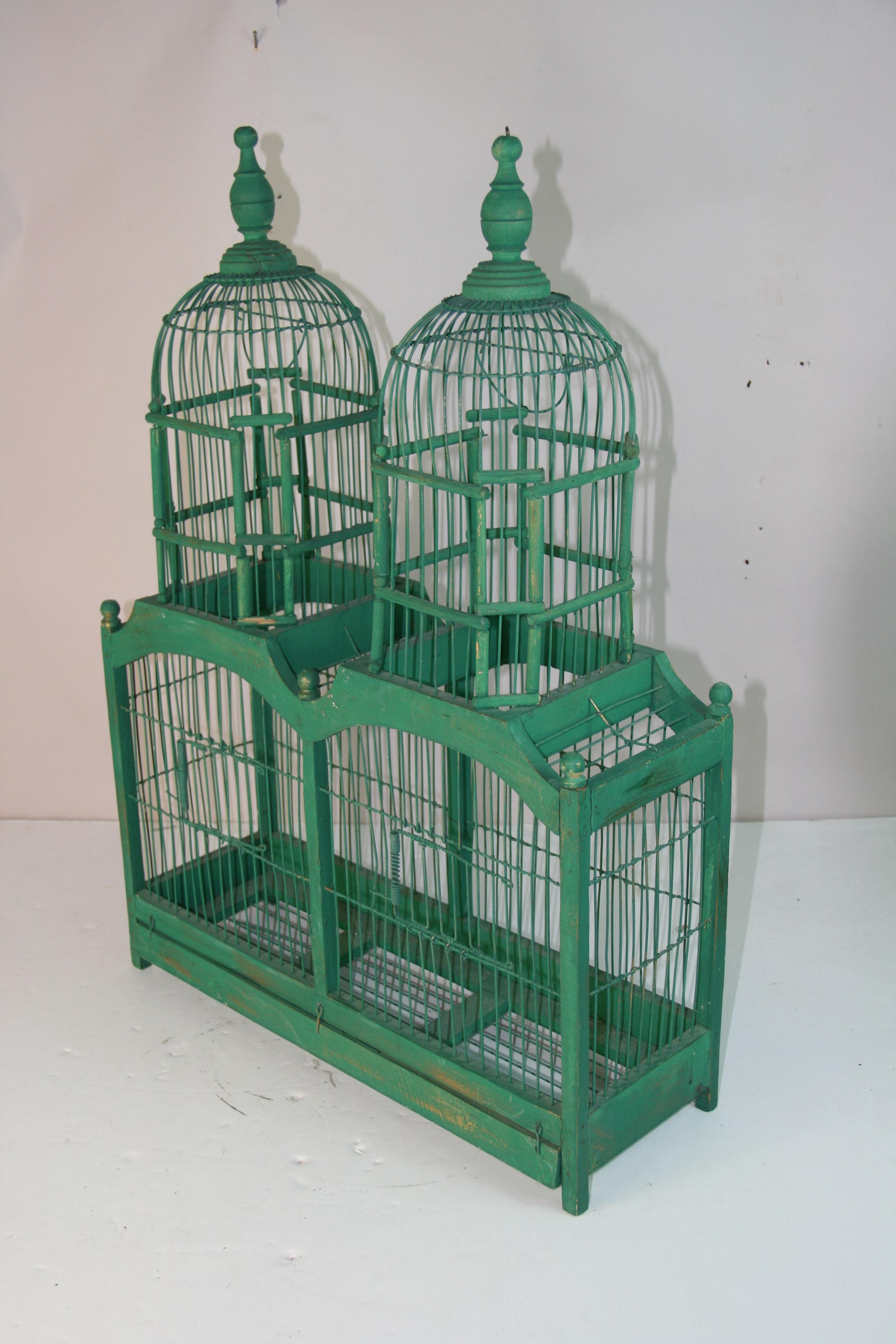 Cage à oiseaux antique à double dôme en vente 3
