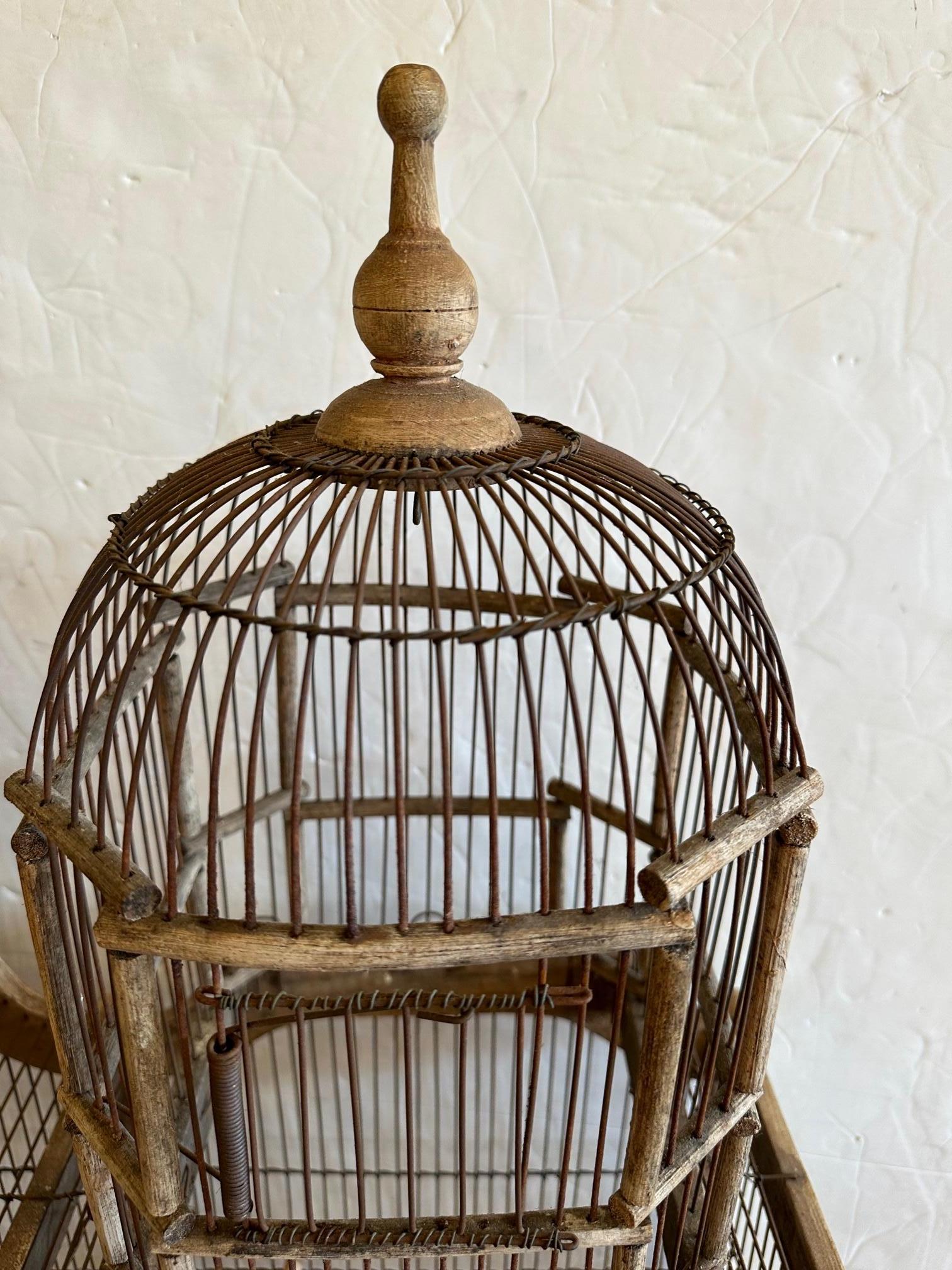Antique Double Domed Hand Painted Bird Cage 3