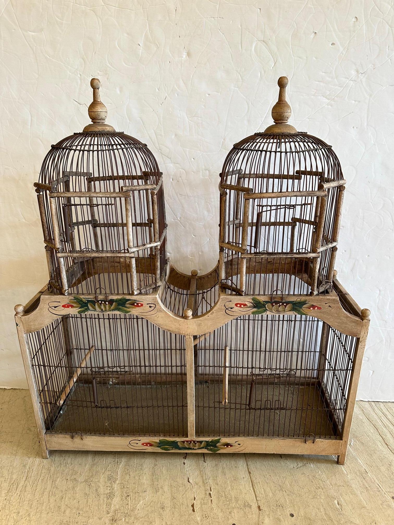 Metal Antique Double Domed Hand Painted Bird Cage