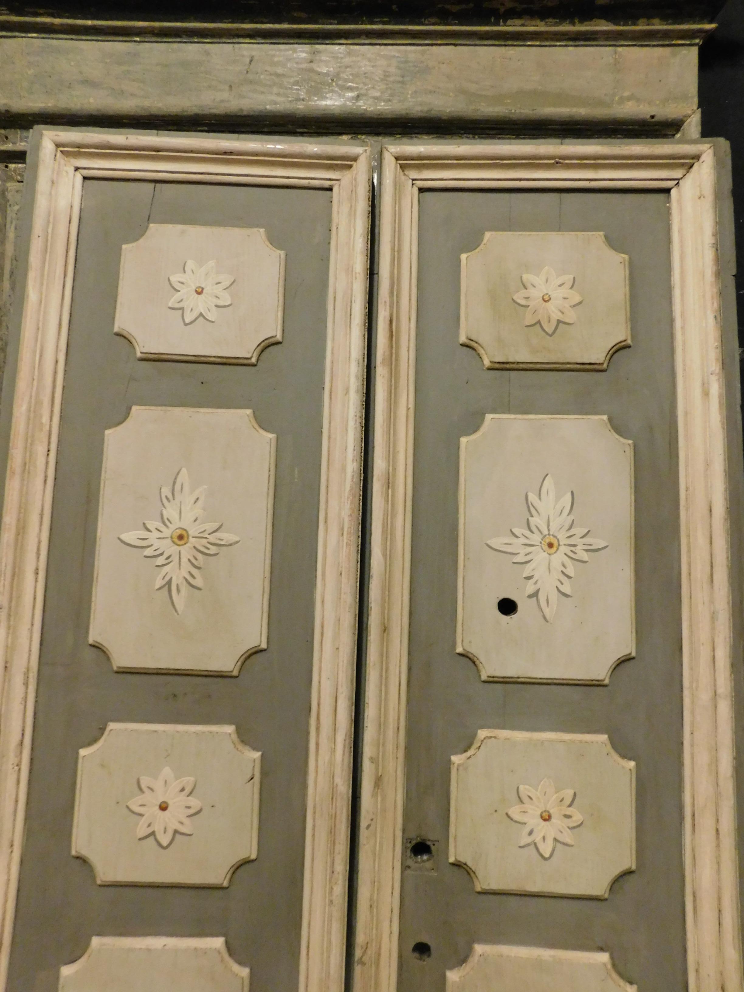 Italian Antique Double Door, Lacquered and Painted, 19th Century, Italy For Sale