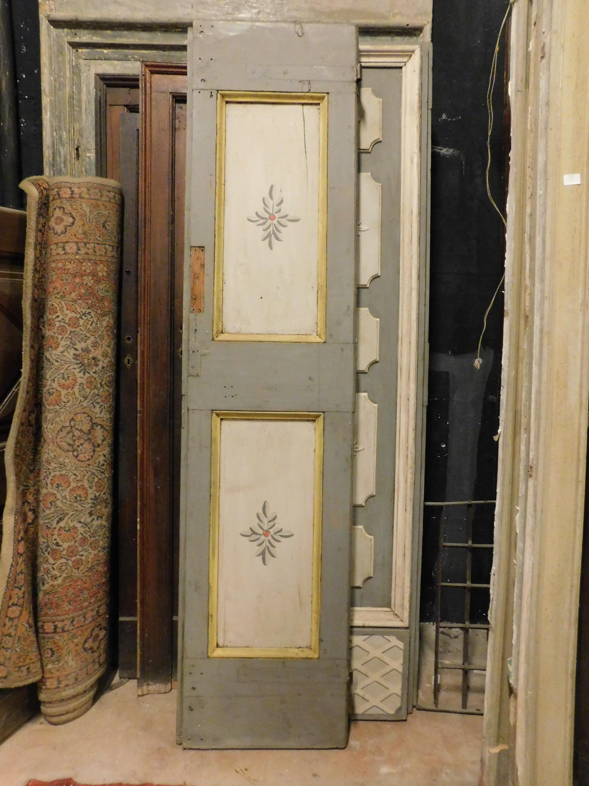 Wood Antique Double Door, Lacquered and Painted, 19th Century, Italy For Sale