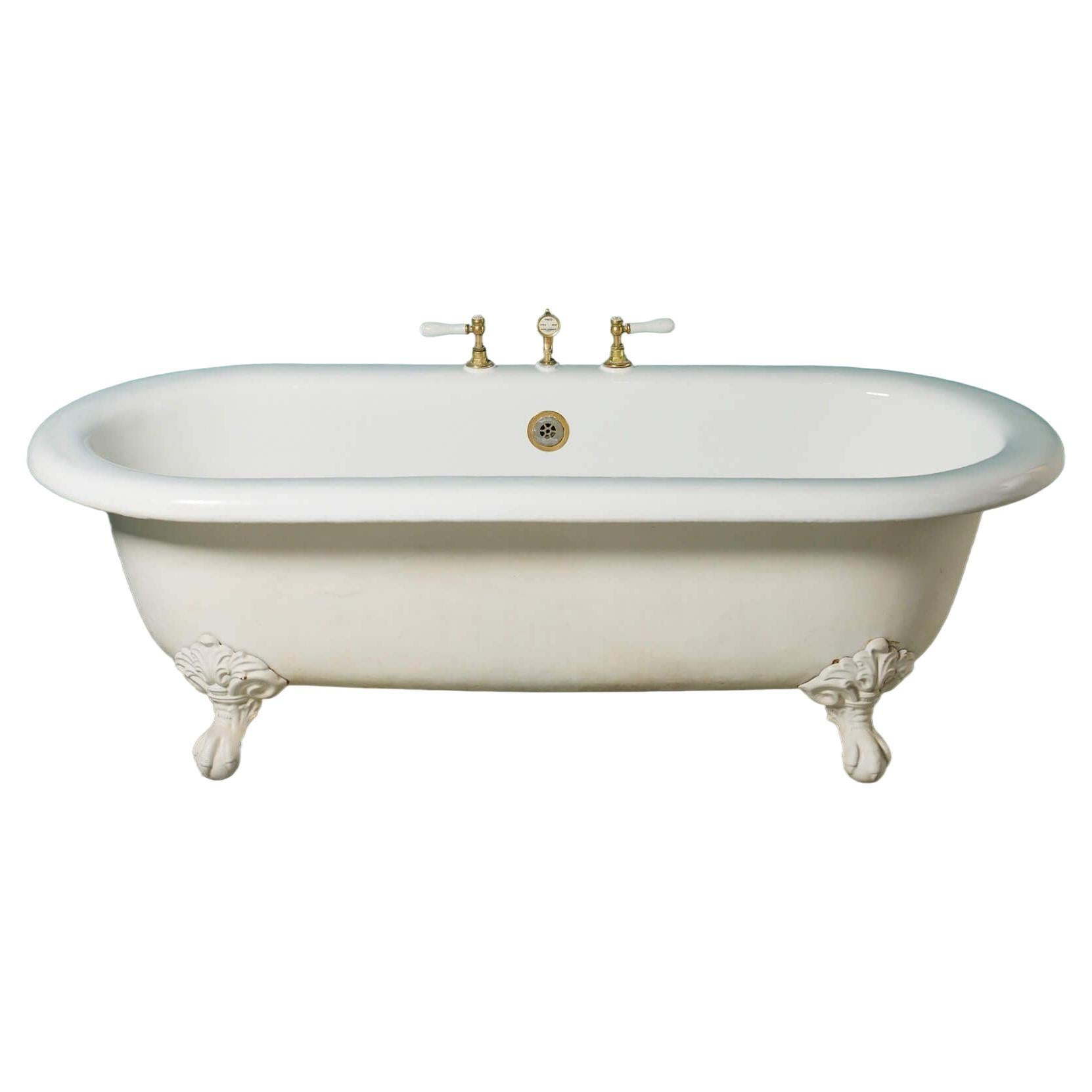 Antique Double Ended Bathtub with Ball and Claw Feet by George Jennings For Sale