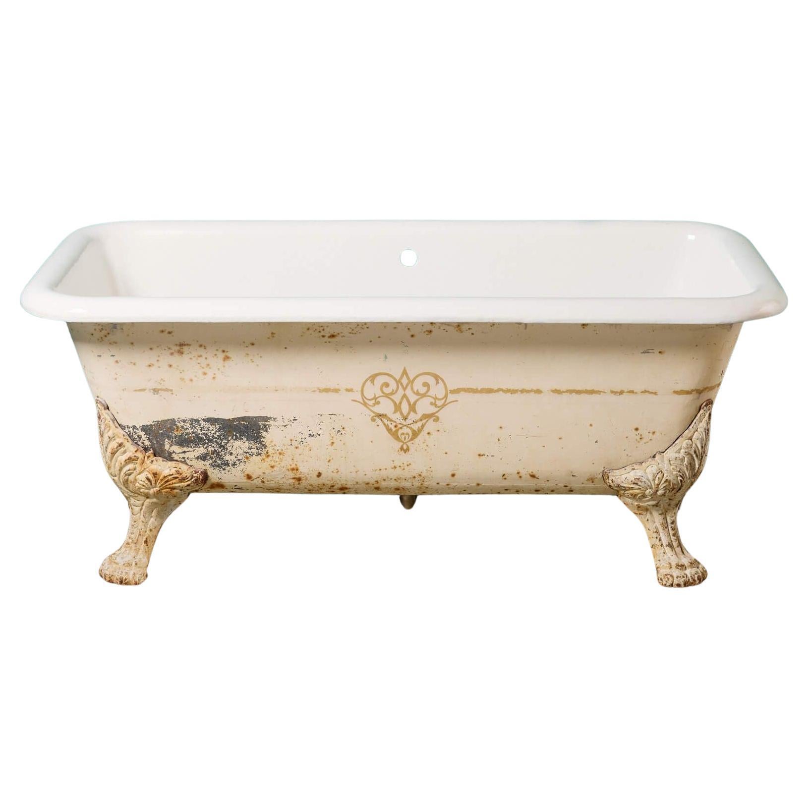 Antique Double Ended Bathtub with Claw Feet For Sale