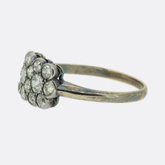 Antique Double Floral Diamond Cluster Ring