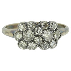 Anillo Antiguo Doble Racimo Floral de Diamantes