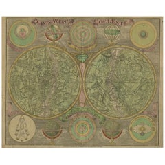 Antique Double Hemisphere Celestial Chart by Lotter, 'circa 1770'