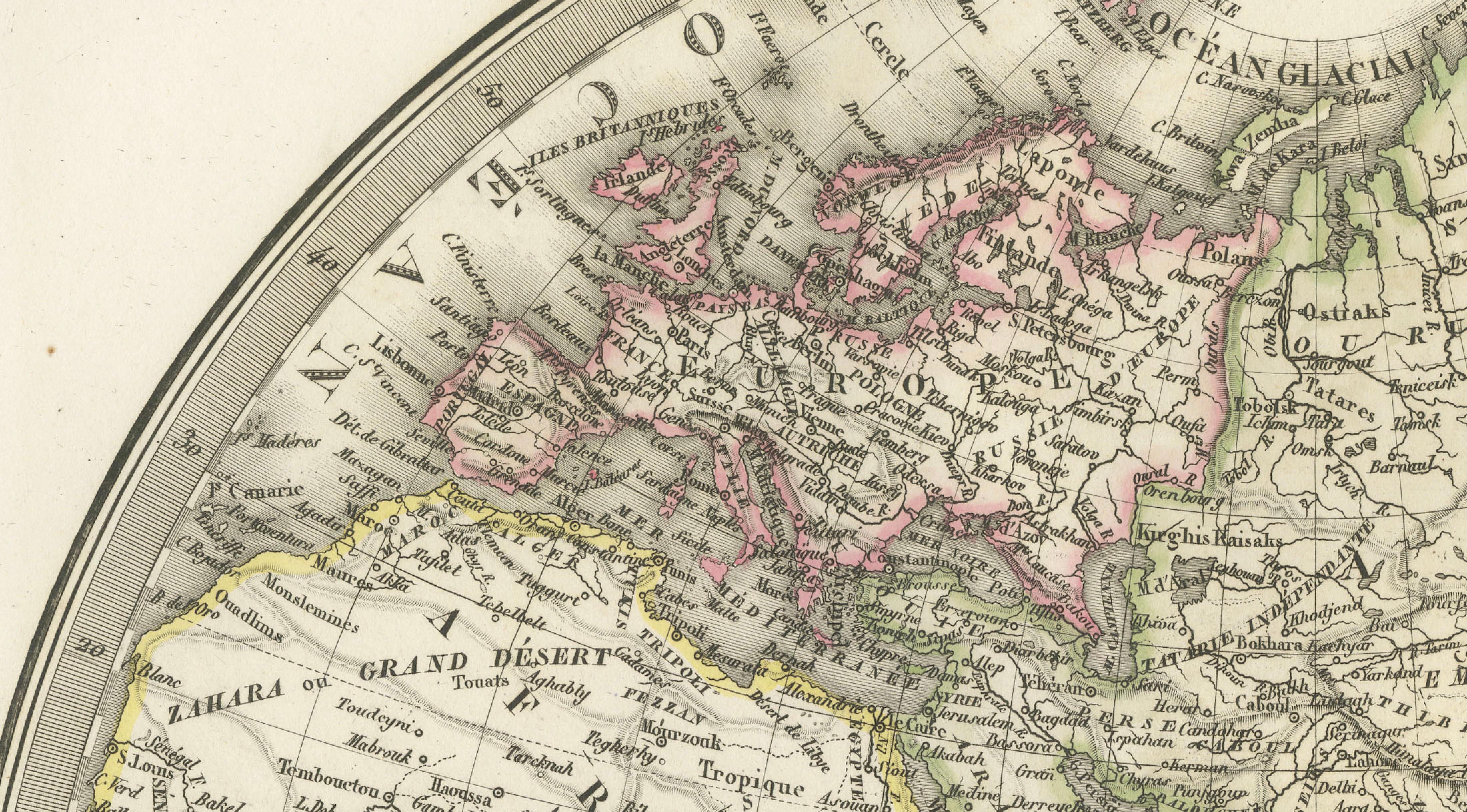 Antique Double Hemisphere World Map – Lapie, Paris, 1838