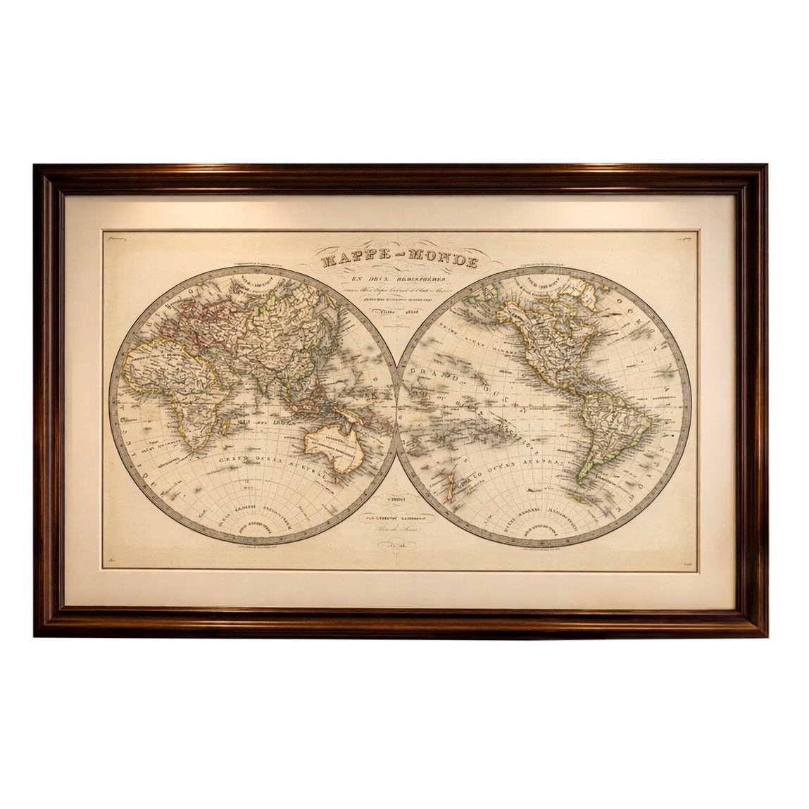 Antique Double Hemisphere World Map – Lapie, Paris, 1838