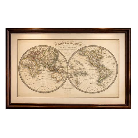 Antique Double Hemisphere World Map – Lapie, Paris, 1838