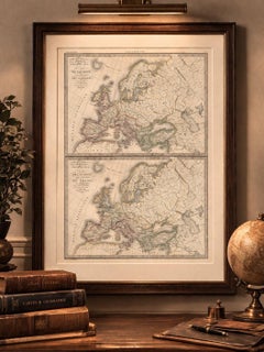 Antique Double Map of Europe, Barbarian Invasions – Lapie, Paris, 1838
