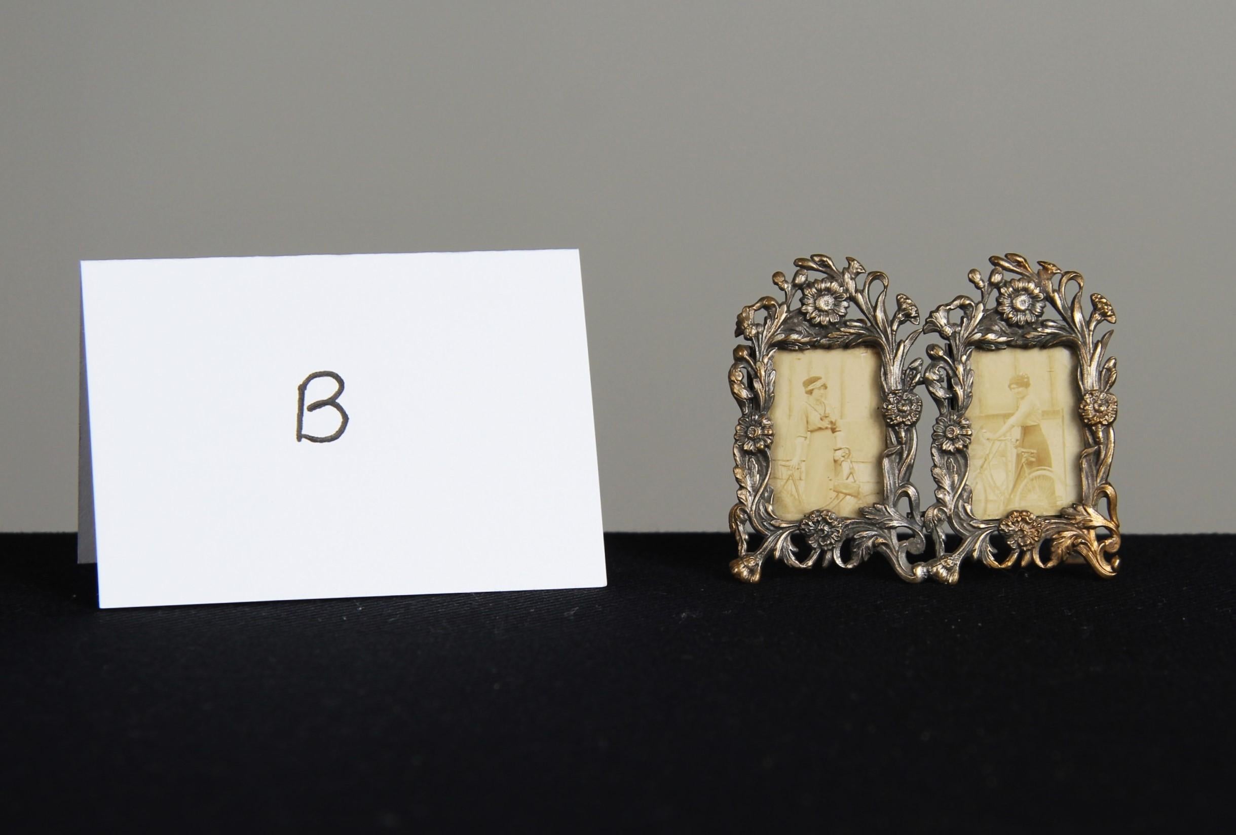 20th Century Antique Double Miniature Picture Frames, Art Nouveau, 1910s, 2 x 3 cm